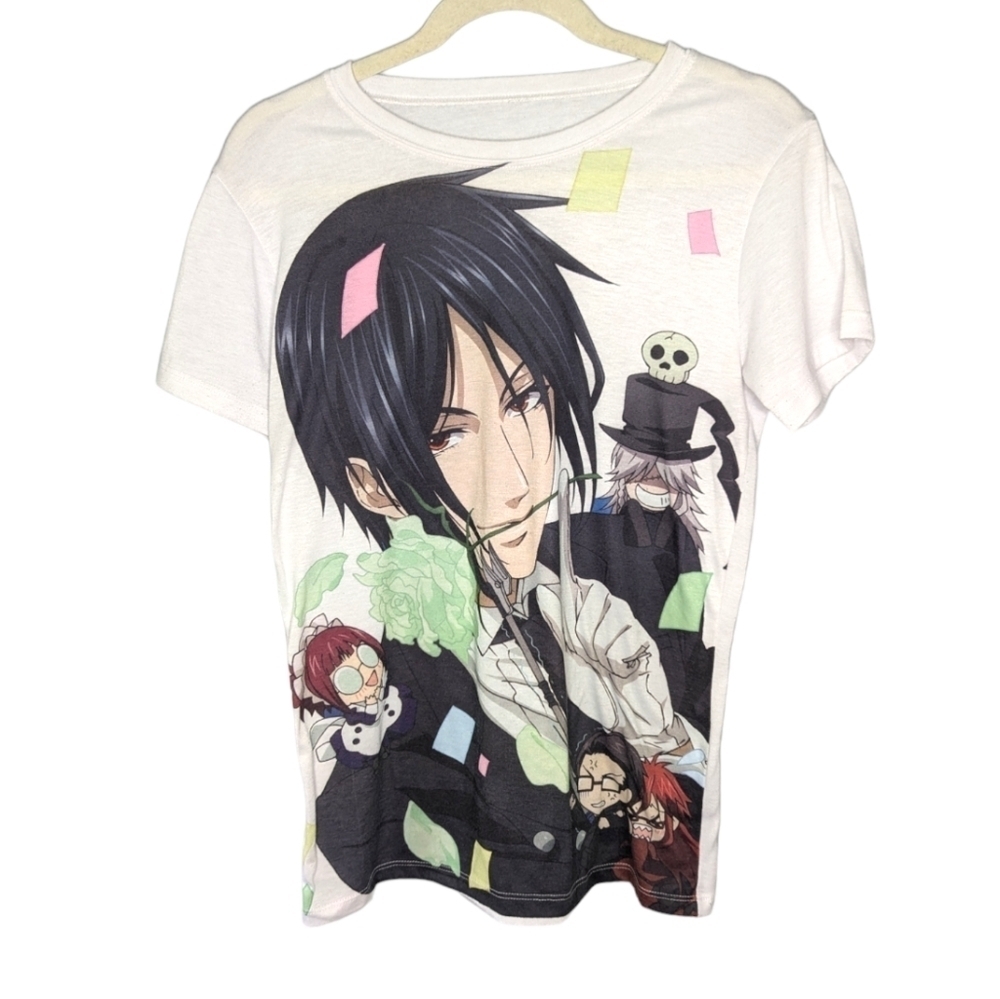 Black Butler Sebastian & co party mens AOP anime Tshirt size medium